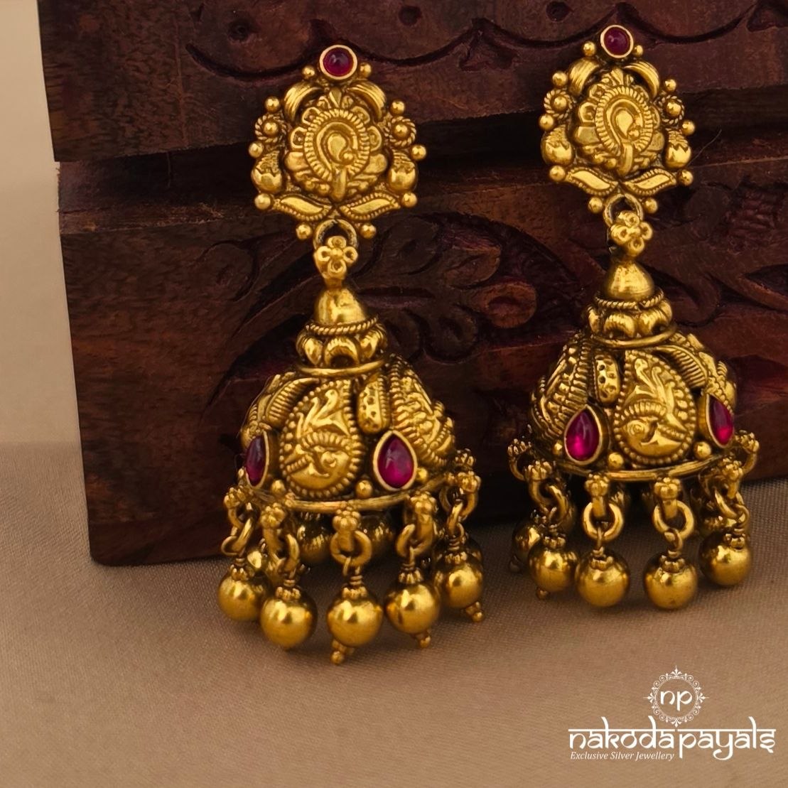 Pink Drop Mango Jhumka (Ge11230)