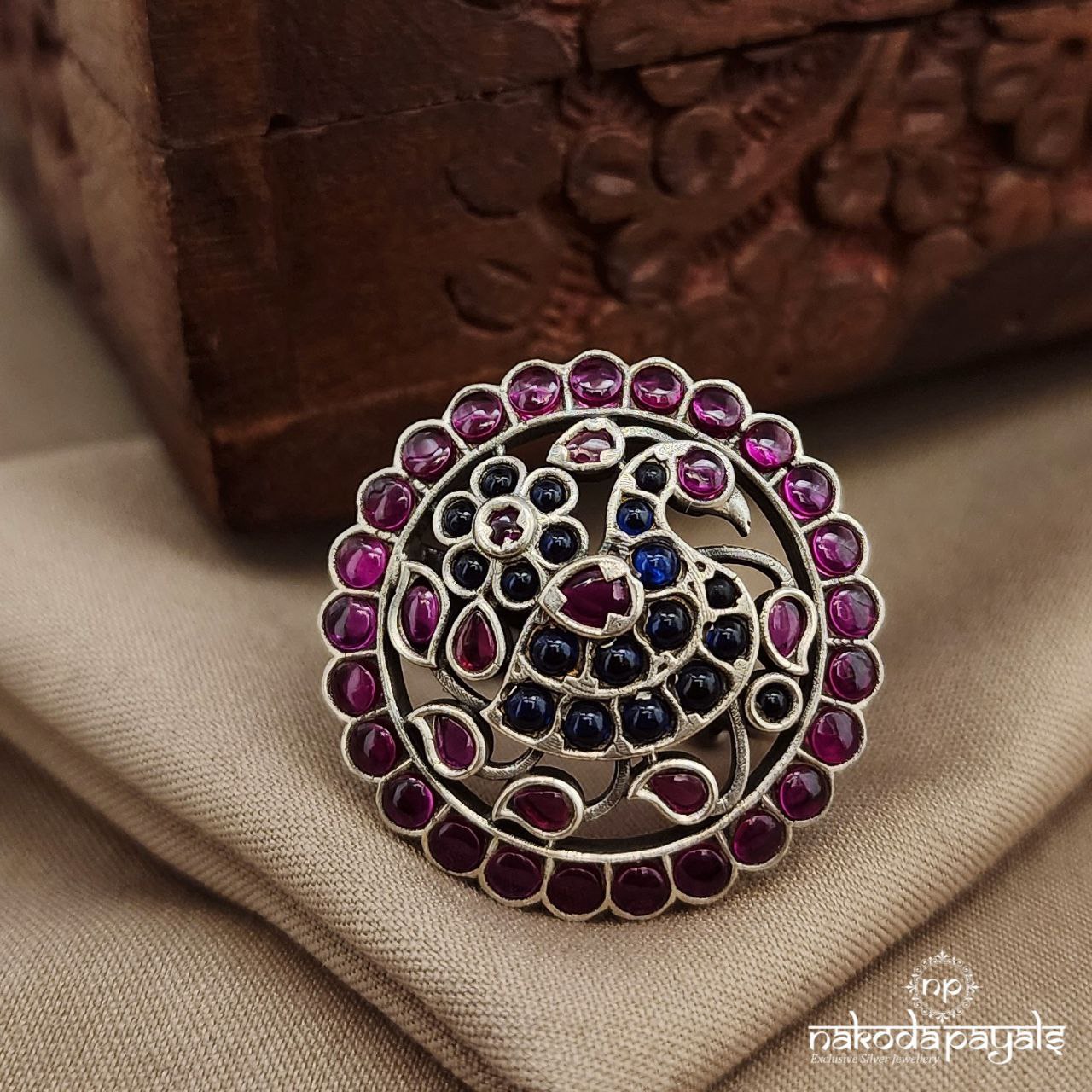 Elegant Pink Peacock Finger Ring (F2728)