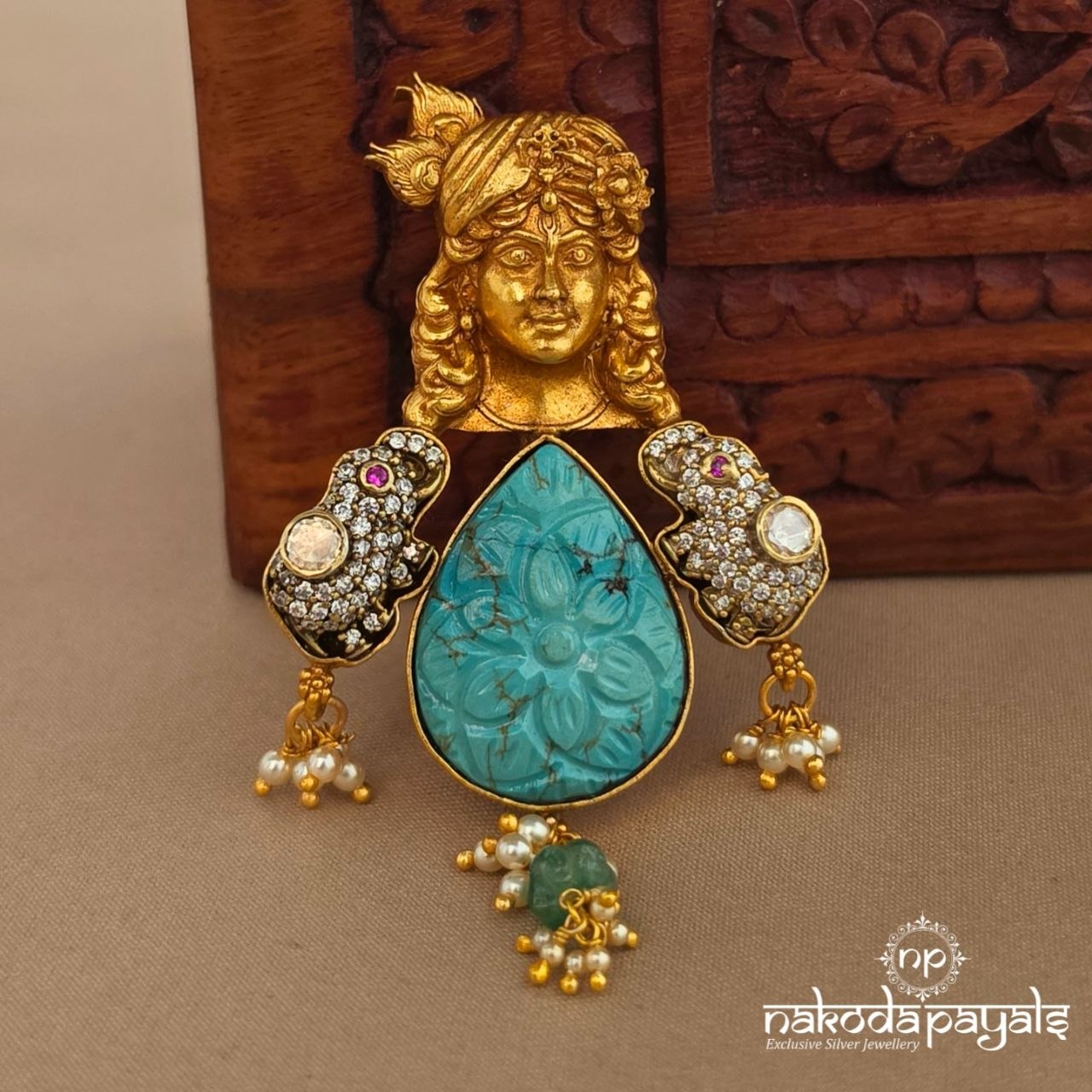Turquoise Krishna Pendant (Gp2555)
