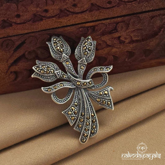 Floral Marcasite Brooch (St4026)