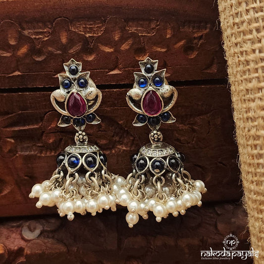Blue Pearled Jhumka (J1537)