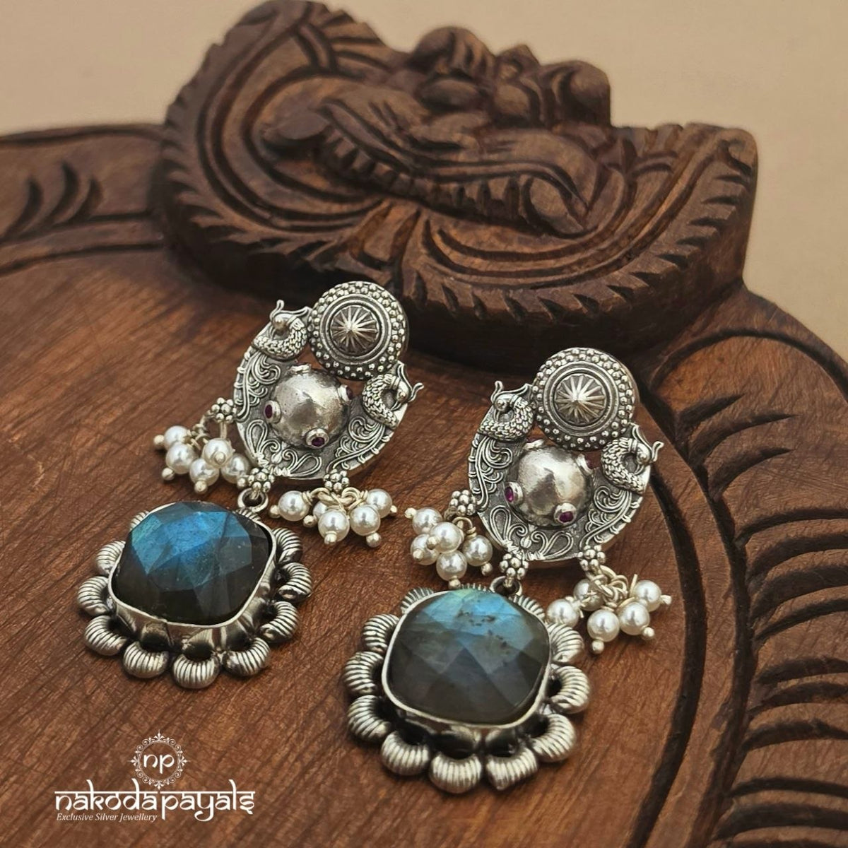 Peacock Pearl Drop Chandbali (C4321)