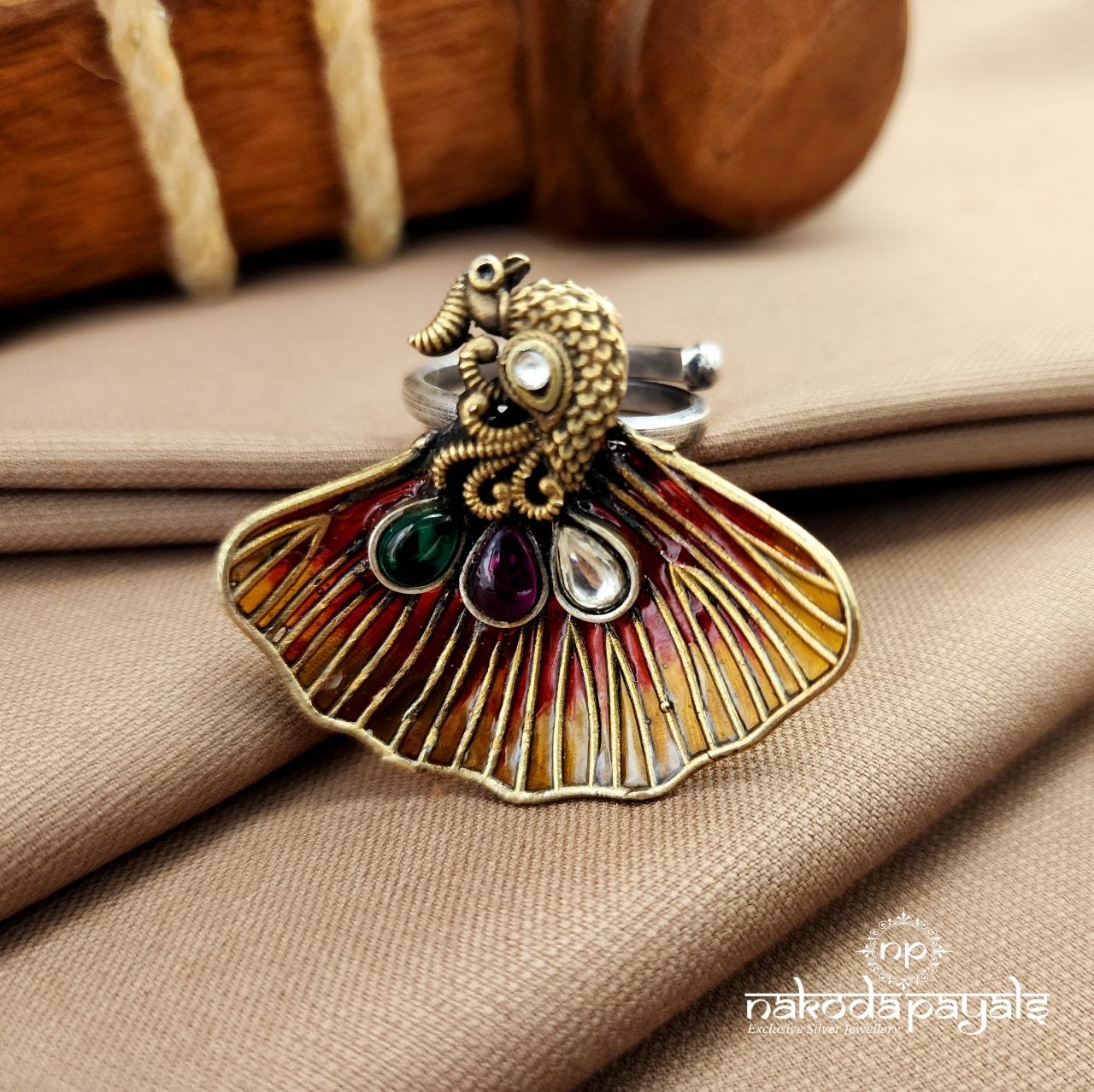 Peacock Floral Finger Ring (F2922)