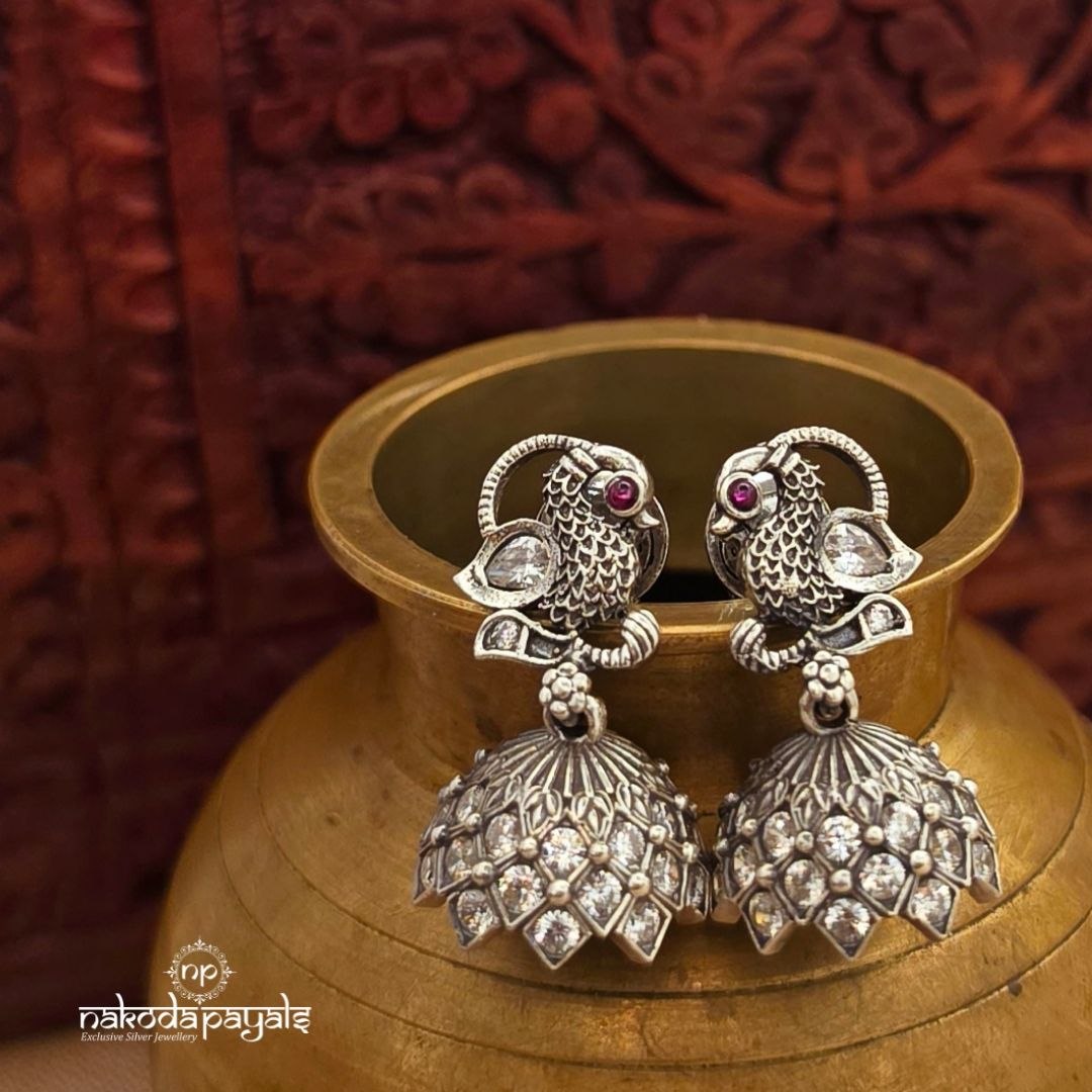 Peacock White Jhumka (J1625)
