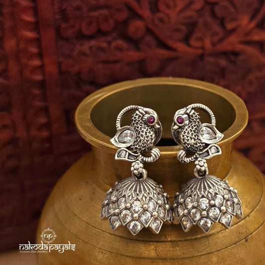 Peacock White Jhumka (J1625)