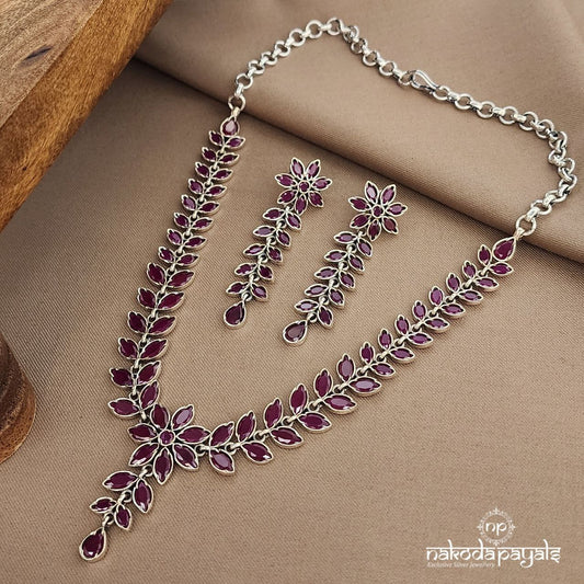 Pinkish Neckpiece With Earrings(N11069)