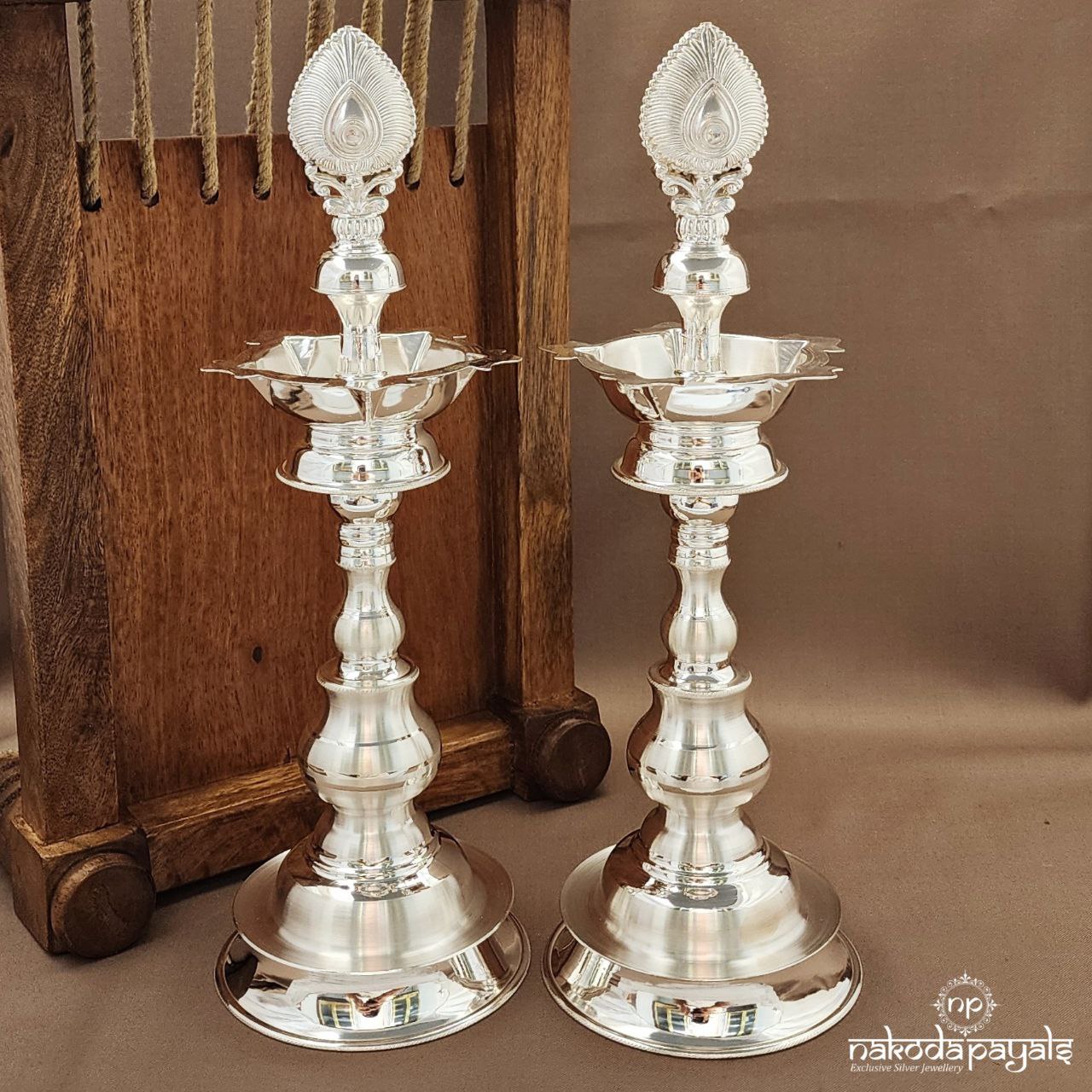 Peacock Feather "12 Inch " Deepam Pair (Aa2312)