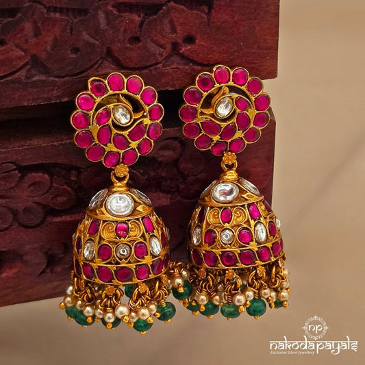 Peacock Circular Jhumka (Ge10615)