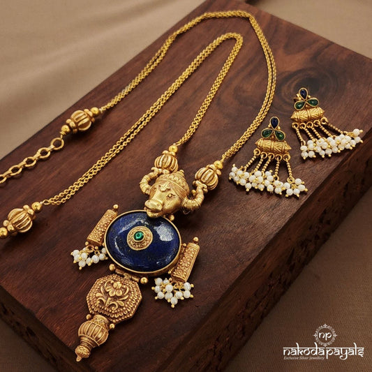 Cow Pearled Drop Neckpiece With Earrings (Gn9791)