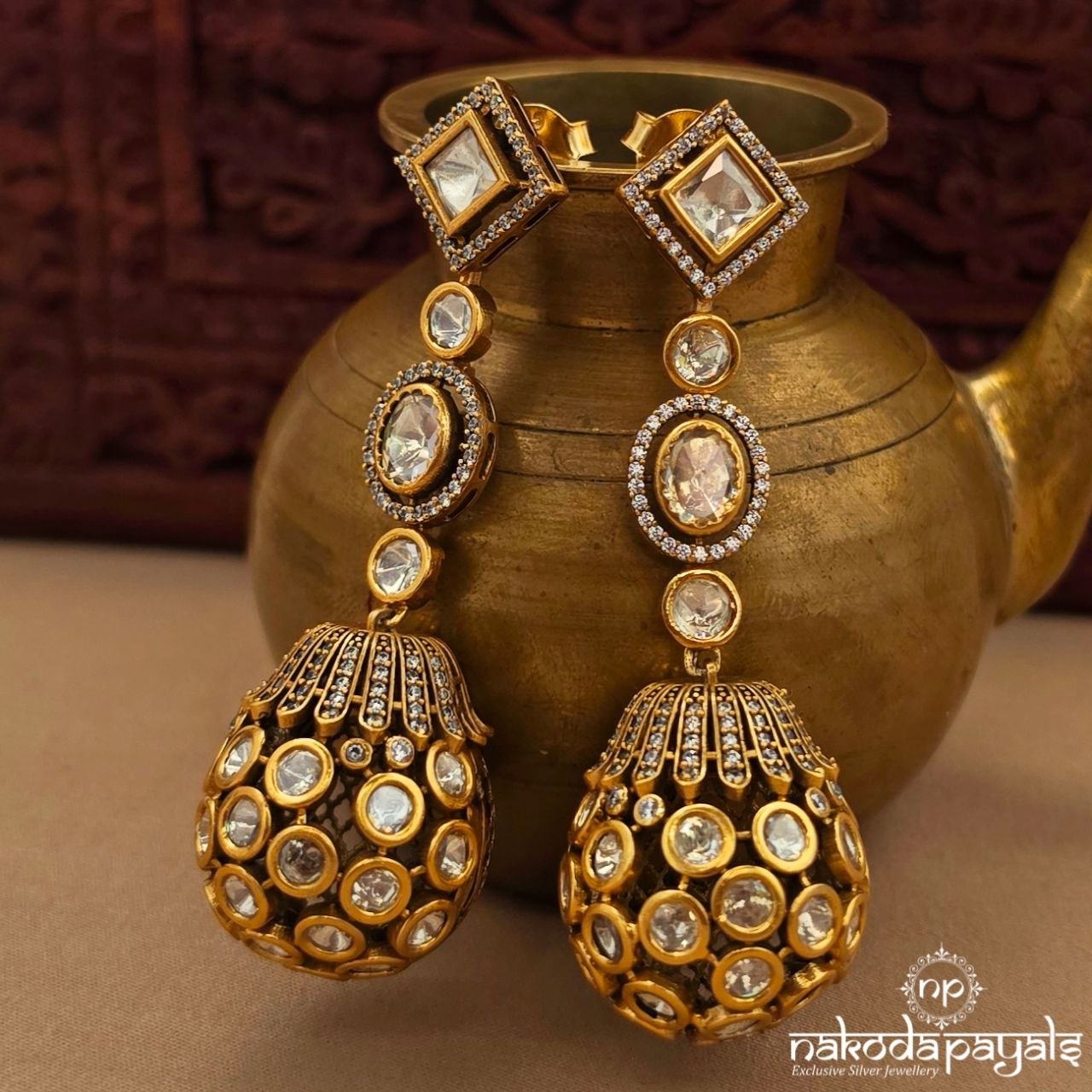One Of A Kind Moissanite Jhumka (Ge10518)