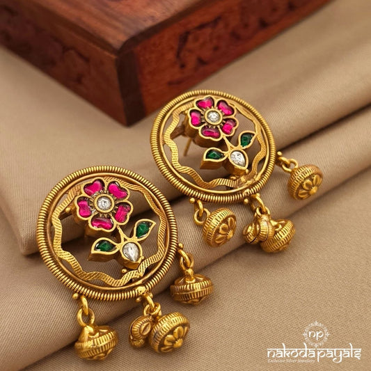 Eye Catching Kundan Flower Earrings (Ge10795)