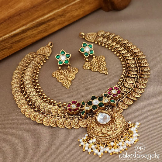 MultiColor Kundan Neckpiece With Earrings (Gn9325)