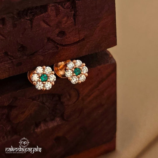 Rose Gold Green Studs (St3947)