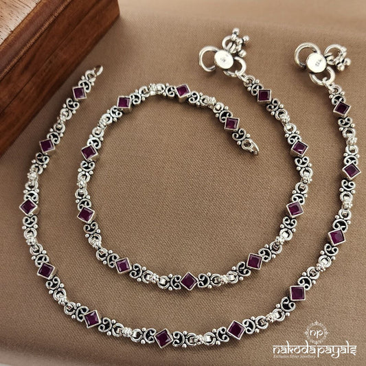 Squarish Pink Anklets (A6496)