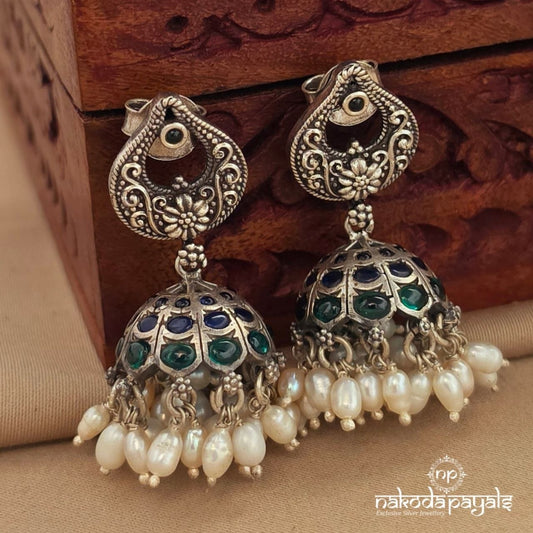 Green Pearled Drops Jhumka (J1650)