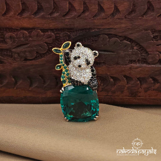 Emerald Bamboo Panda Brooch (St4080)