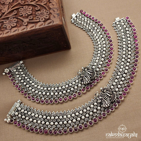 Bridal Pink Dotted Anklets (A6481)