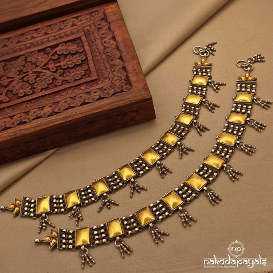 Squarish Dual Tone Anklet (A7009)