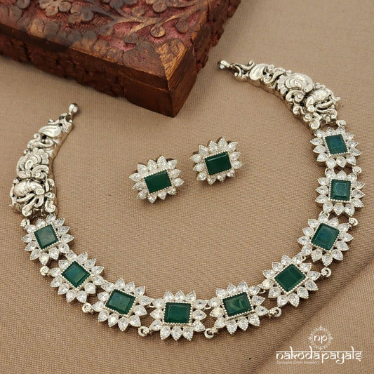 Rectangular Neckpiece With Earrings (N11307)