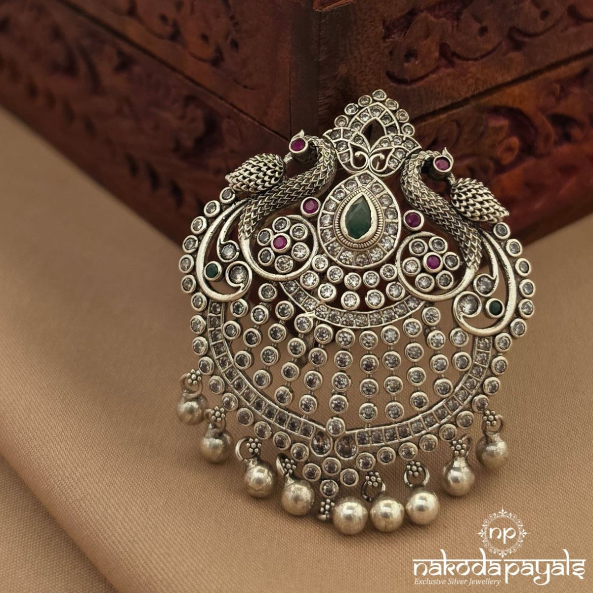 Twin Peacock Ball Drop Pendant (P2679)