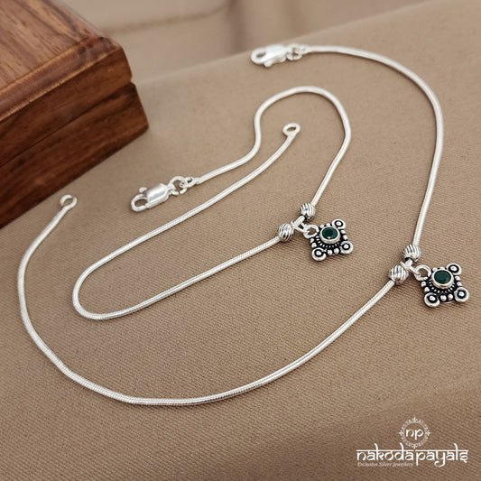 Green Cubical Drop Anklets (A6513)