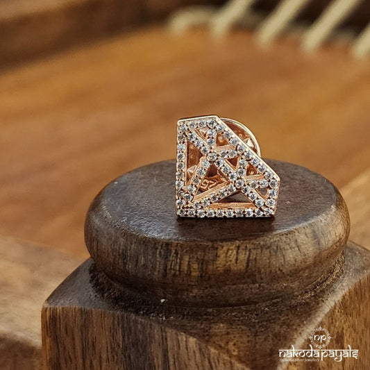 Rose Gold White Dimond Lapel Pin (St3644)