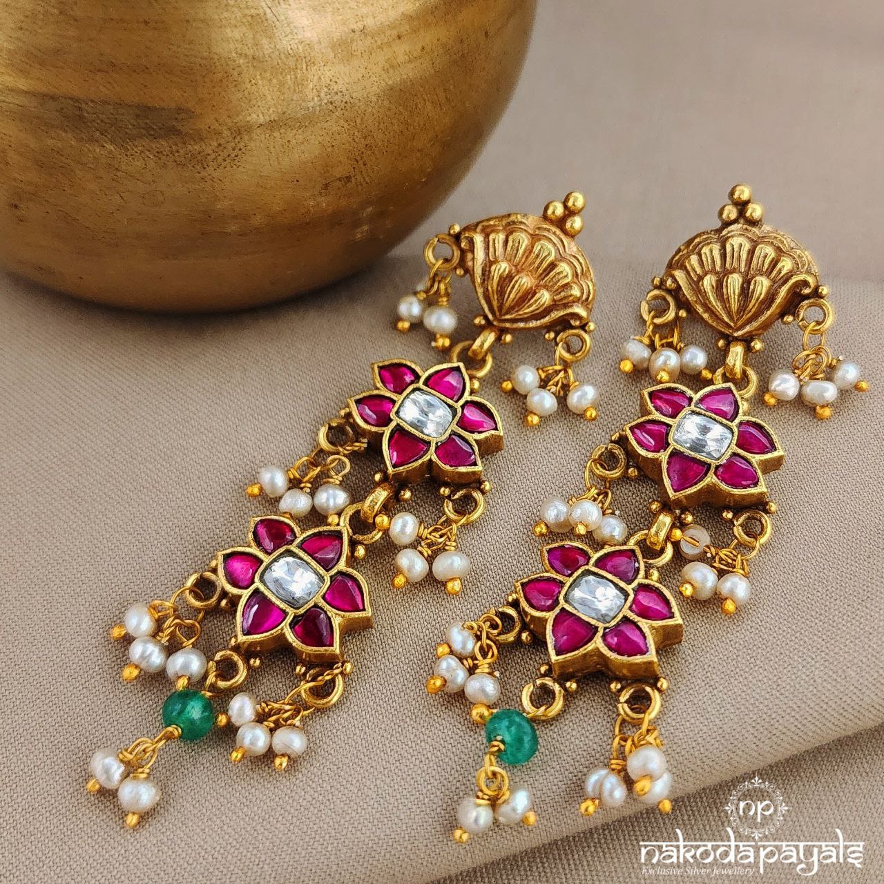Kundan Floral Earrings (Ge8960)