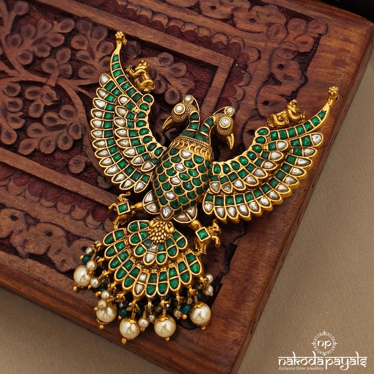 Reversible Gandaberunda Kundan Pendant (Gp2404)