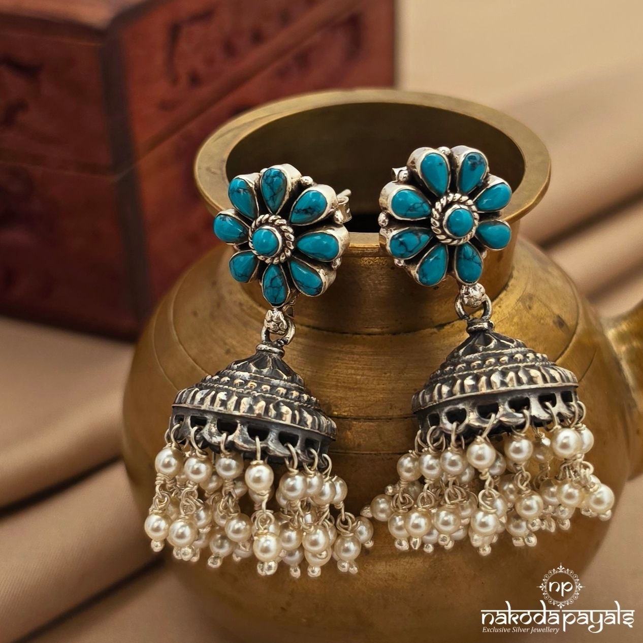 Torquoise Pearl Jhumka (J1724)