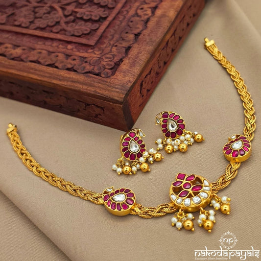 Mango Kundan Braided Neckpiece With Earrings (Gn10372)
