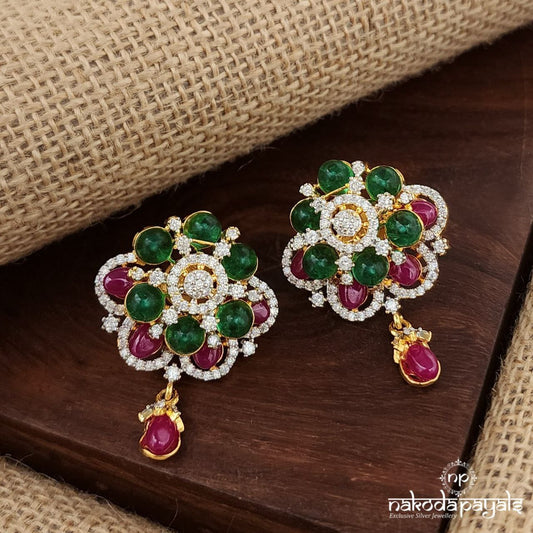 Gorgeous Red Drop CZ Studs (Ge9609)