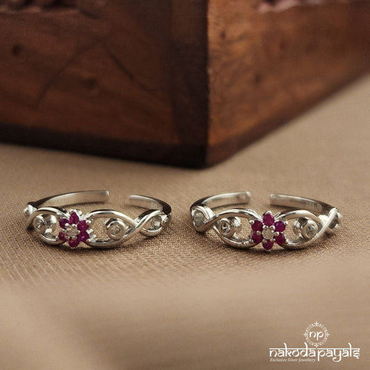 Pink Floral Toerings (T4744)