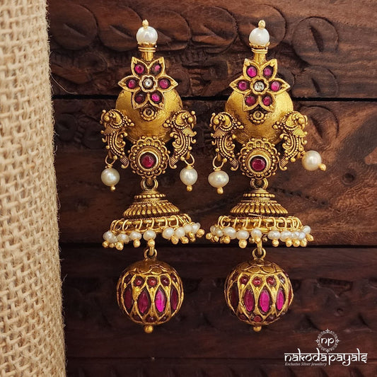 Peacock Pearled Earrings (Ge9928)