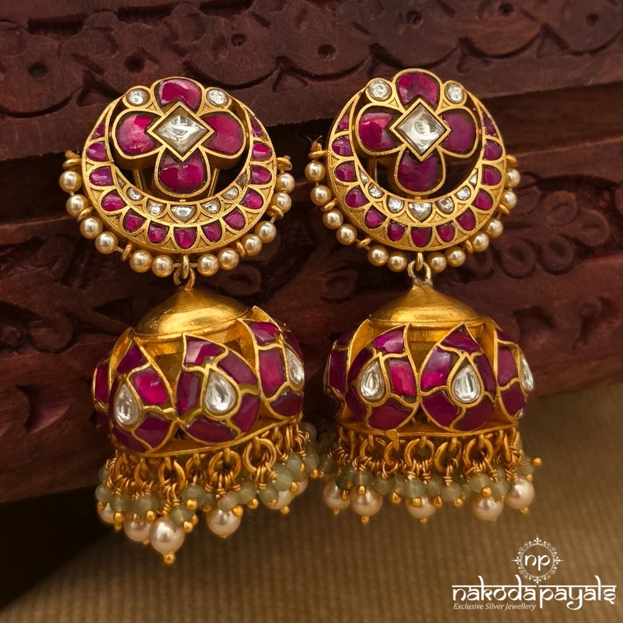 Half Moon Floral Mango Pearl Jhumka (Ge11046)