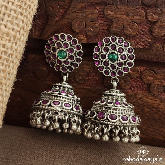 Dotted Red Green Jhumka (J1552)