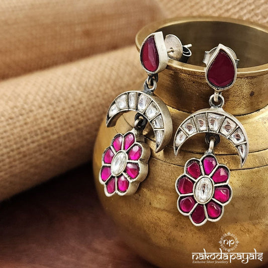 Pink Moon Flower Kundan Chandbali (C3218)