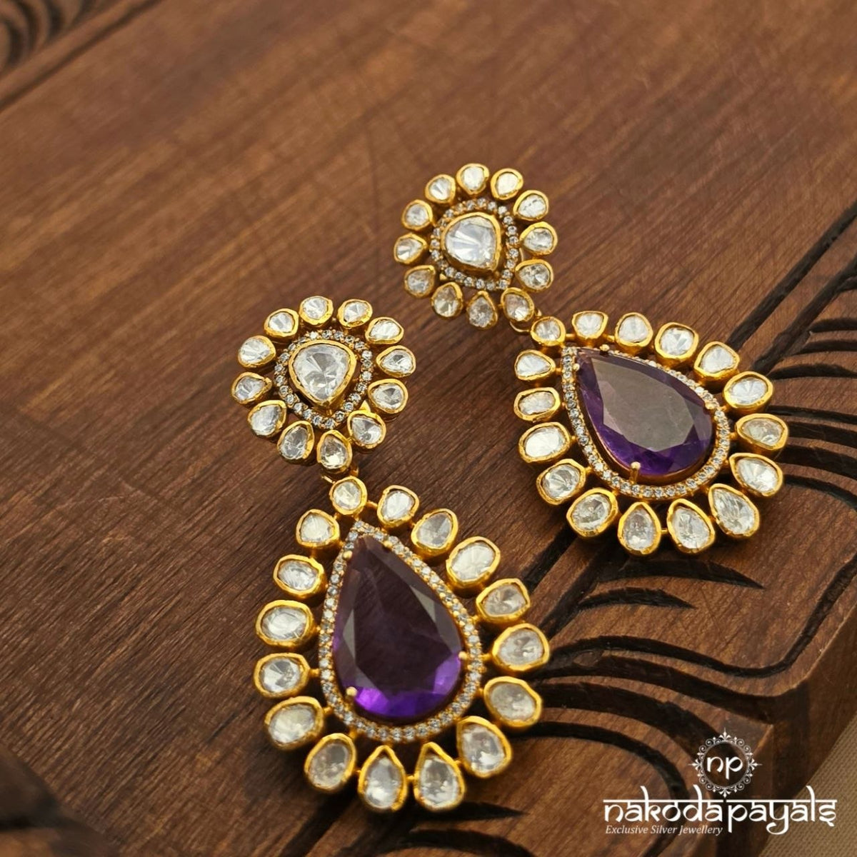 Amethyst Polki Jhumka (Ge11631)