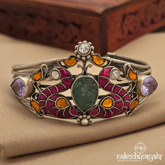 Kundan Twin Peacock Cuff Kada (K6347)