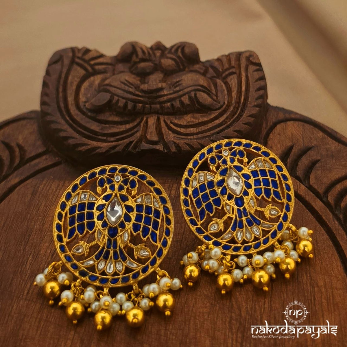 Blue Gandaberunda Kundan Studs (Ge11531)