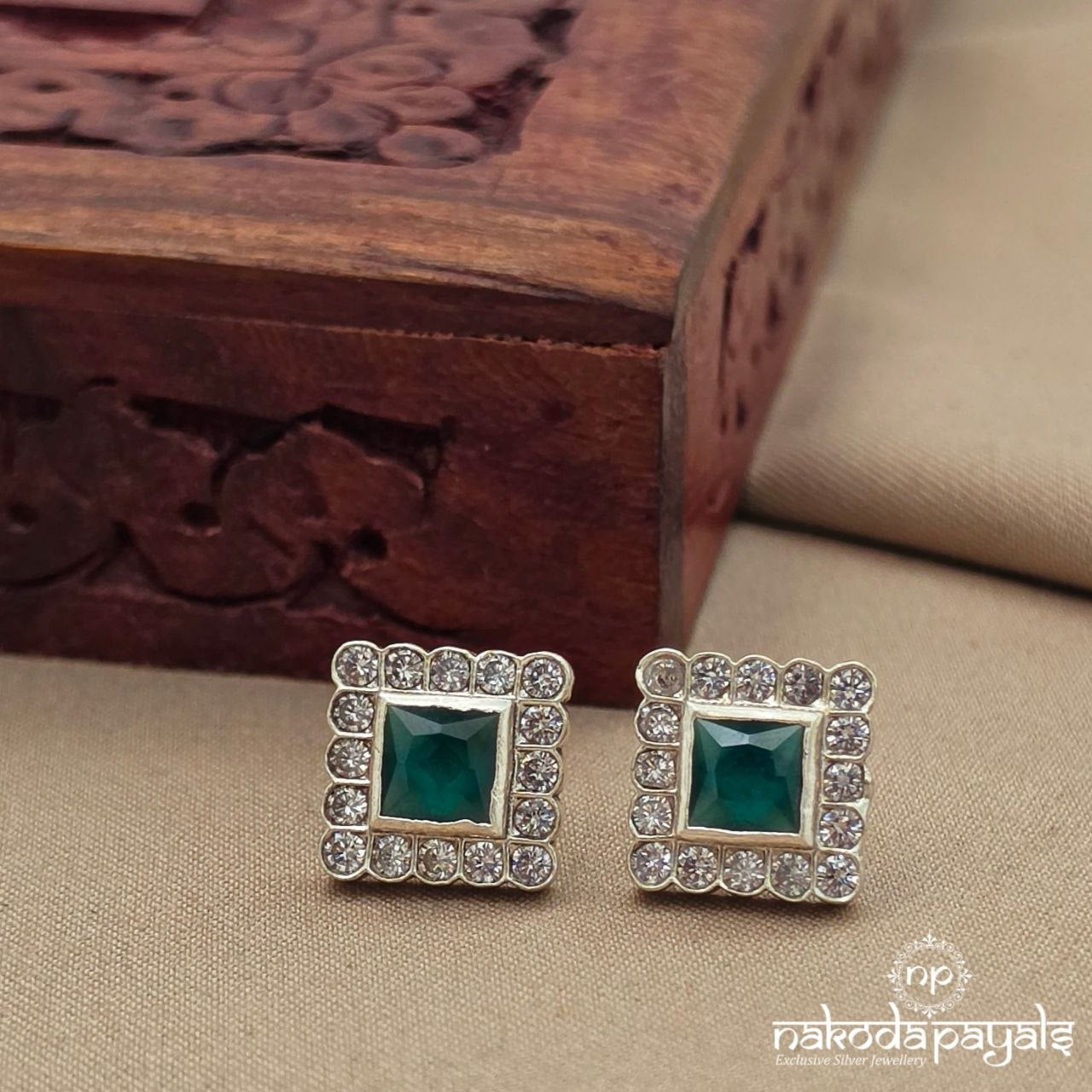 Squarish Green Studs (S9744)