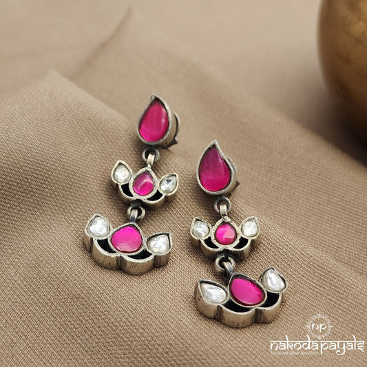 Pink Lotus  Kundan Earrings (C3763)