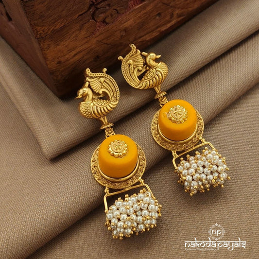 Pearled Sunset Coral Earrings (Ge10276)