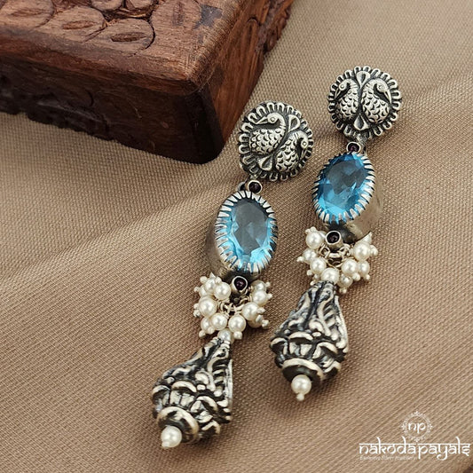 Twin Peacock  Blue Earrings (C3728)