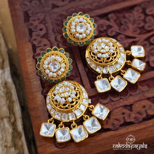 Half Moon Pearl Floral Chandbali (Ge11173)