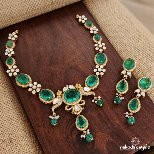 Twin Peacock Neckpiece With Earrings (Gn9029)