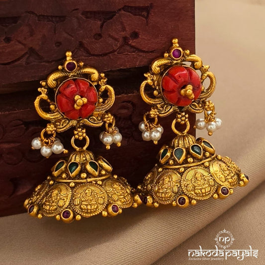 Coral Pearly Jhumka (Ge10664)