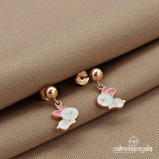 Mope cute Rabbit Rose Gold Earrings (St3998)