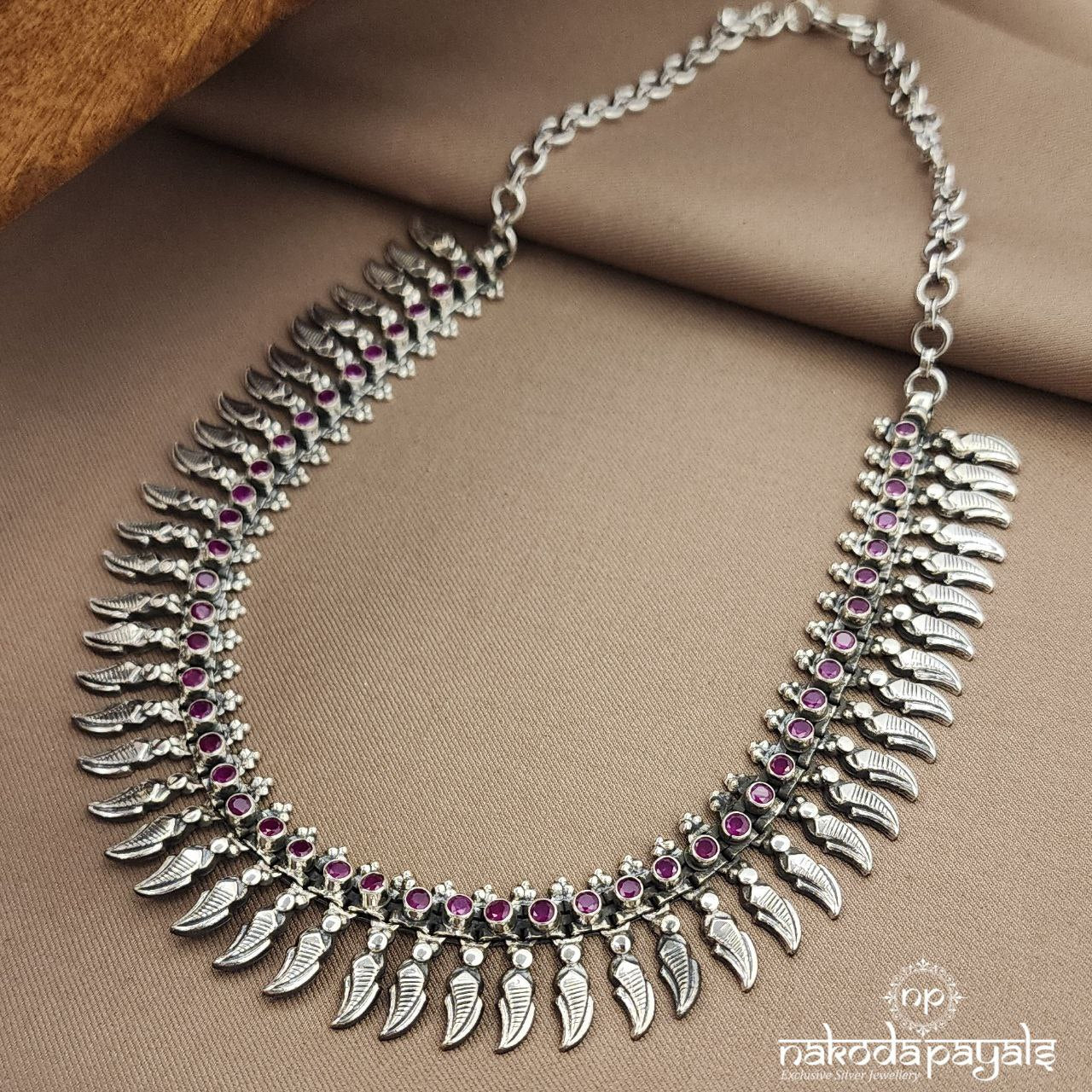 Pink Dot Tribal Drop Neckpiece  (N11075)