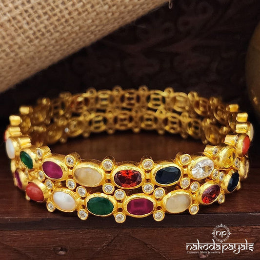 Elegant Navratna Bangles Pair (Gk3092-93)