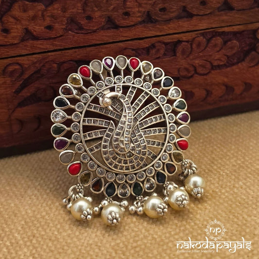 Navaratna Peacock Pearl Pendant (P2637)